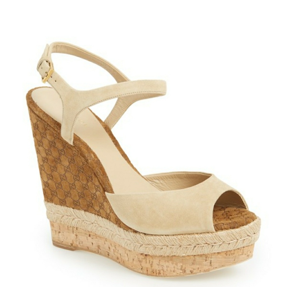 GUCCI Hollie Sandal Platform Monogram Leather